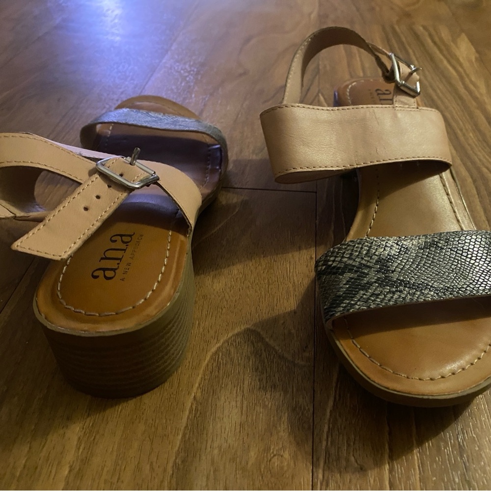 a.n.a Beige and Snake Print Women's Sandals
